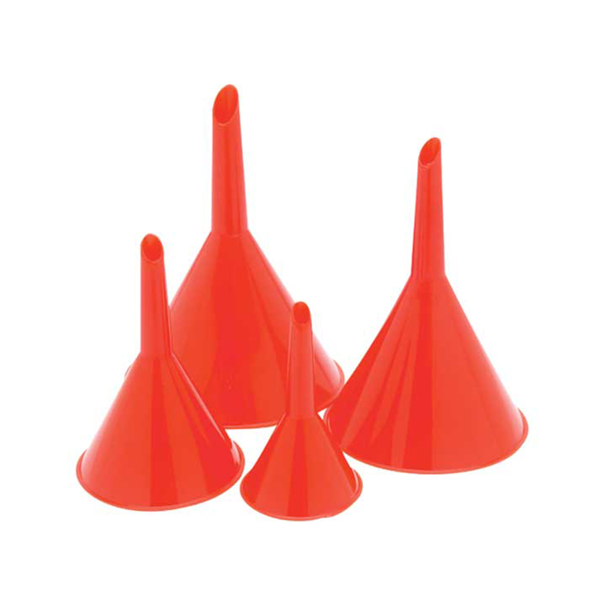 Performance Tool Plastic Funnels — 4-Pc., Chemical-Resistant Polypropylene, Assorted Sizes, Model# PRT1144